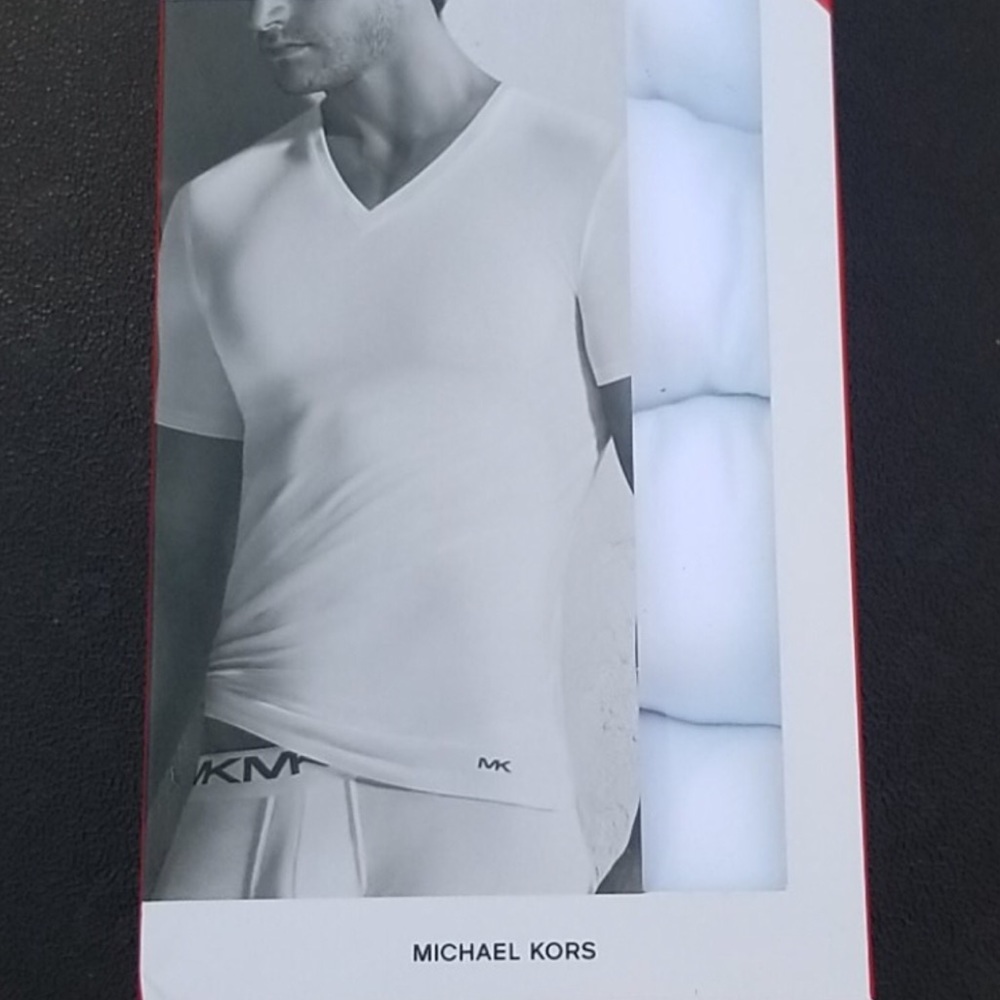NIB Mens Michael Kors White Vneck T-Shirt Medium
